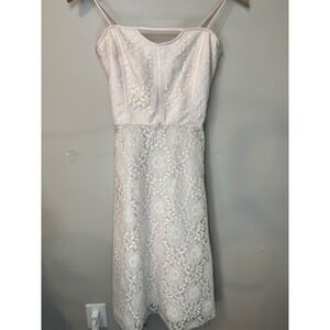 Laundry White/Ivory Lace Pink Lined Flower Girl Dress Zip, Clasp, & Bow Size 8